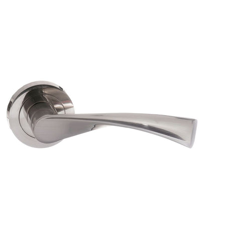 High quality image of STATUS Colorado Lever on Round Rose - Satin Nickel | Sku. s34rsn | available to order from Trade Door Handles in Kendal.