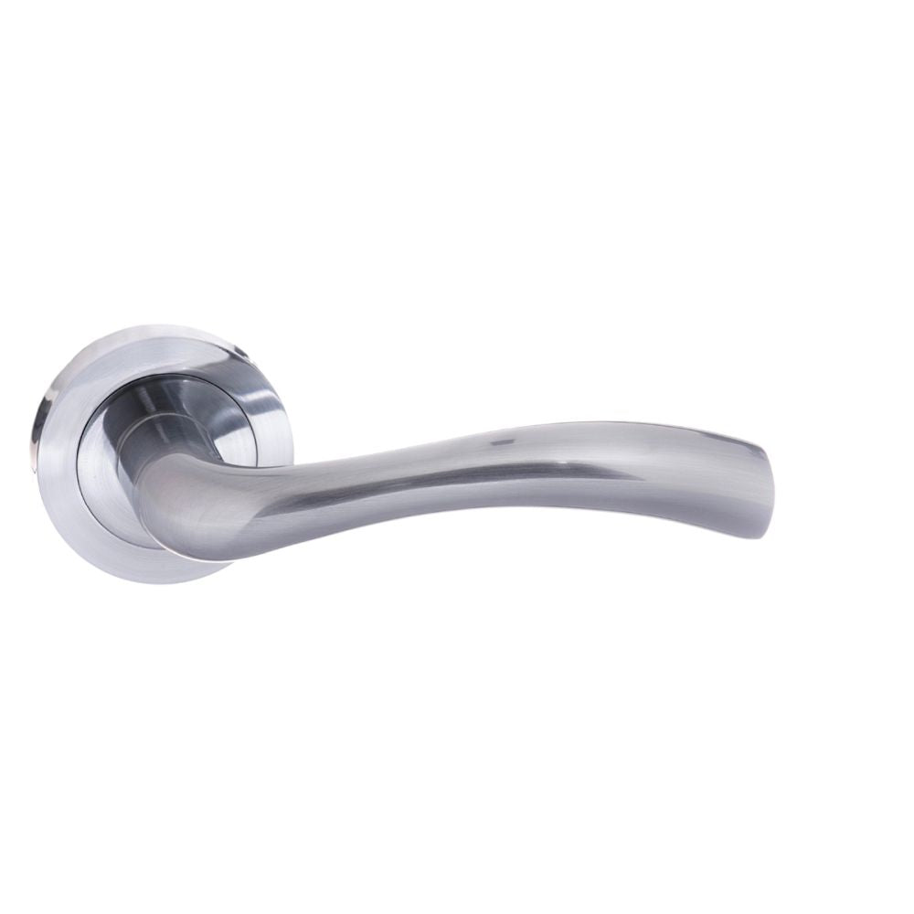 High quality image of STATUS Texas Lever on Round Rose - Satin Chrome | Sku. s35rsc | available to order from Trade Door Handles in Kendal.