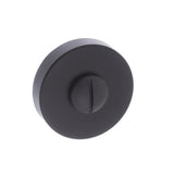 This is an image of STATUS WC Turn and Release on S4 Round Rose - Matt Black available to order from Trade Door Handles.