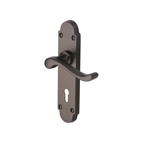 This is an image of a Heritage Brass - Door Handle Lever Lock Savoy Design Matt Bronze Finish, s600-mb that is available to order from Trade Door Handles in Kendal.