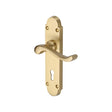 This is an image of a Heritage Brass - Door Handle Lever Lock Savoy Design Satin Brass Finish, s600-sb that is available to order from Trade Door Handles in Kendal.