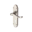 This is an image of a Heritage Brass - Door Handle Lever Lock Savoy Design Satin Nickel Finish, s600-sn that is available to order from Trade Door Handles in Kendal.