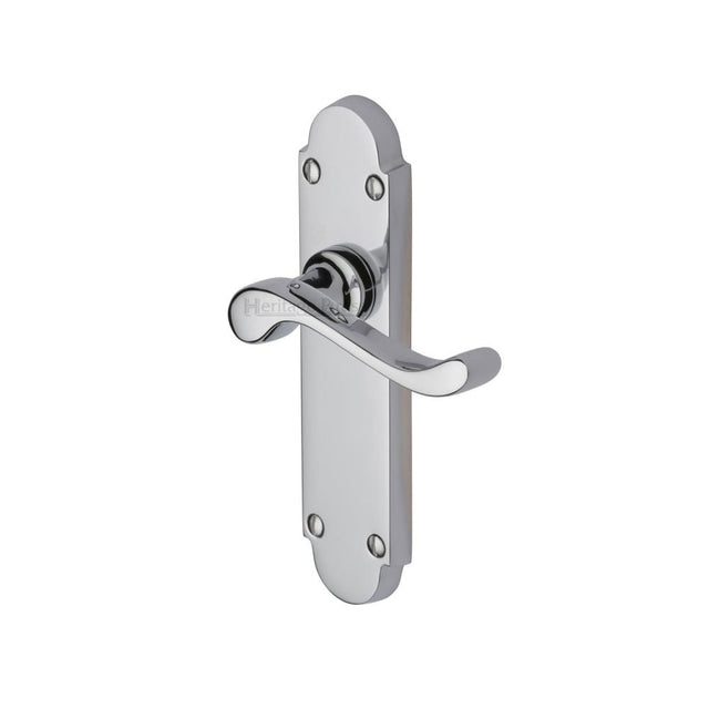 This is an image of a Heritage Brass - Door Handle Lever Latch Savoy Design Polished Chrome Finish, s610-pc that is available to order from Trade Door Handles in Kendal.