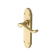 This is an image of a Heritage Brass - Door Handle Lever Latch Savoy Design Satin Brass Finish, s610-sb that is available to order from Trade Door Handles in Kendal.