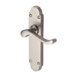 This is an image of a Heritage Brass - Door Handle Lever Latch Savoy Design Satin Nickel Finish, s610-sn that is available to order from Trade Door Handles in Kendal.