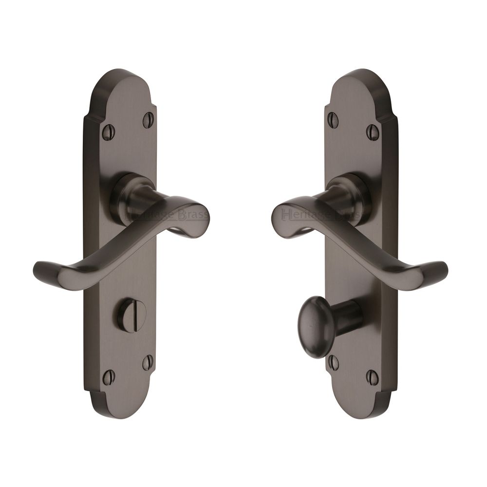 This is an image of a Heritage Brass - Door Handle for Bathroom Savoy Design Matt Bronze Finish, s620-mb that is available to order from Trade Door Handles in Kendal.