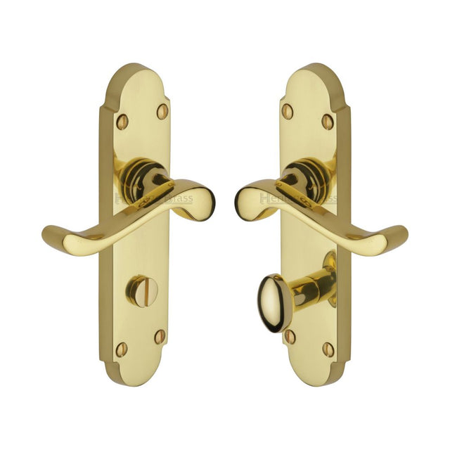 This is an image of a Heritage Brass - Door Handle for Bathroom Savoy Design Polished Brass Finish, s620-pb that is available to order from Trade Door Handles in Kendal.