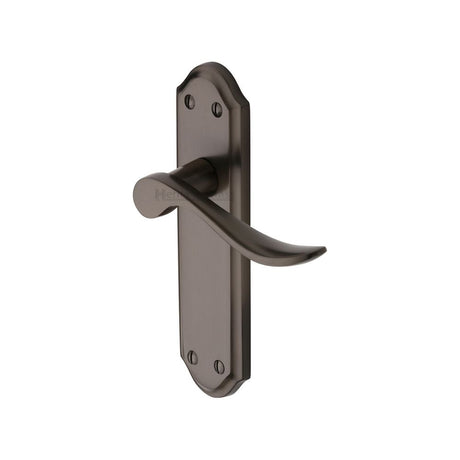 This is an image of a Heritage Brass - Door Handle Lever Latch Sandown Design Matt Bronze Finish, san1410-mb that is available to order from Trade Door Handles in Kendal.