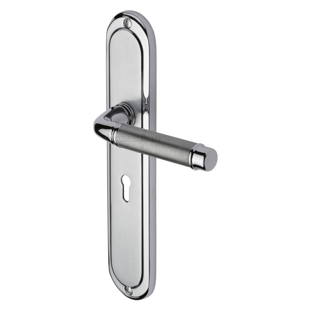 This is an image of a Heritage Brass - Door Handle Lever Lock Saturn Long Design Apollo Finish, sat2000-ap that is available to order from Trade Door Handles in Kendal.