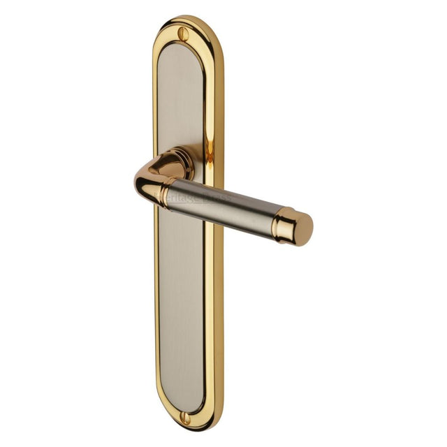 This is an image of a Heritage Brass - Door Handle Lever Latch Saturn Long Design Jupiter Finish, sat2010-jp that is available to order from Trade Door Handles in Kendal.