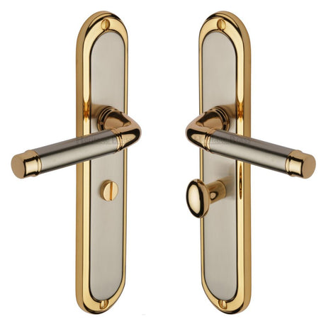 This is an image of a Heritage Brass - Door Handle for Bathroom Saturn Long Design Jupiter Finish, sat2030-jp that is available to order from Trade Door Handles in Kendal.