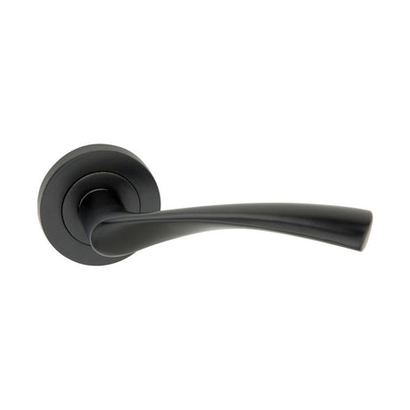 This is an image of Spira Brass - Mercury Lever Door Handle Matt Black   available to order from trade door handles, quick delivery and discounted prices.