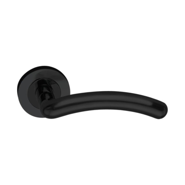 This is an image of Spira Brass - Taurus Lever Door Handle Matt Black   available to order from trade door handles, quick delivery and discounted prices.