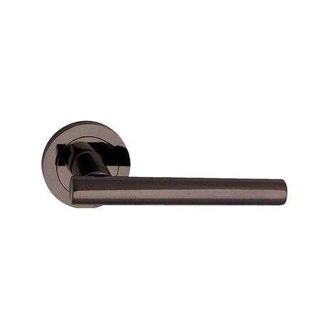 This is an image of Spira Brass - Jura Lever Door Handle Black Nickel   available to order from trade door handles, quick delivery and discounted prices.