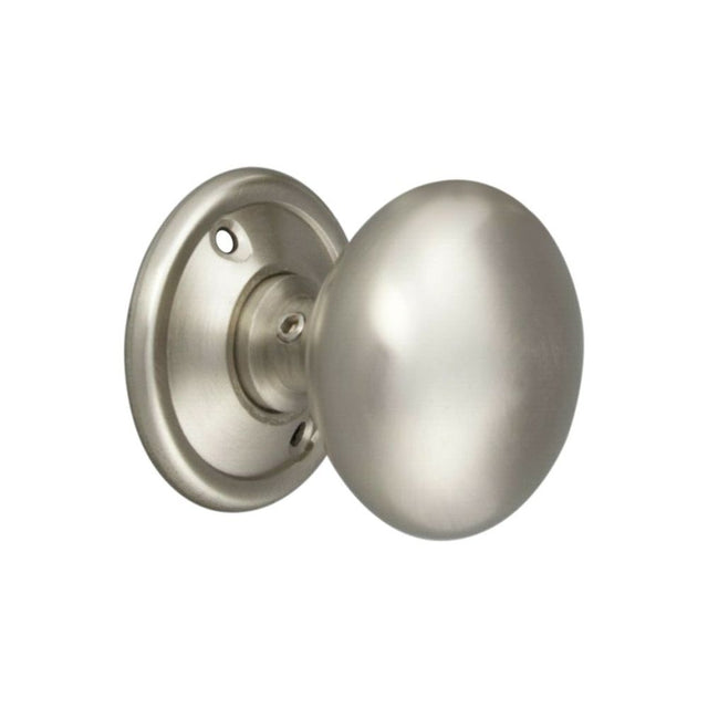 This is an image of Spira Brass - Cottage Large 50mm Rim/Mortice Door Knob Satin Chrome   available to order from trade door handles, quick delivery and discounted prices.