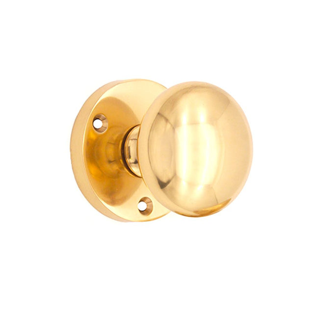 This is an image of Spira Brass - Victorian Door Knob Polished Brass   available to order from trade door handles, quick delivery and discounted prices.