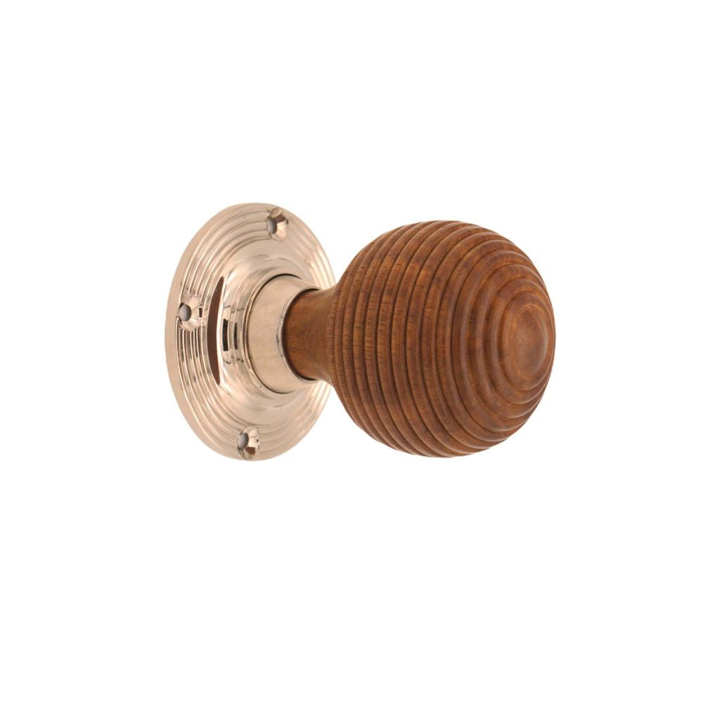 This is an image of Spira Brass - Rosewood Beehive Rim/Mortice Door Knob Polished Nickel   available to order from trade door handles, quick delivery and discounted prices.