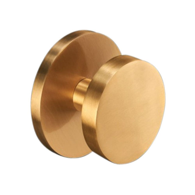 This is an image of Spira Brass - Circle Centre Door Knob Satin Brass   available to order from trade door handles, quick delivery and discounted prices.