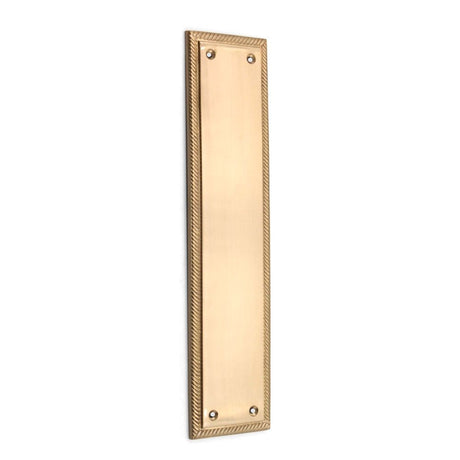 This is an image of Spira Brass - Georgian Finger Plate 285mm Satin Brass   available to order from trade door handles, quick delivery and discounted prices.