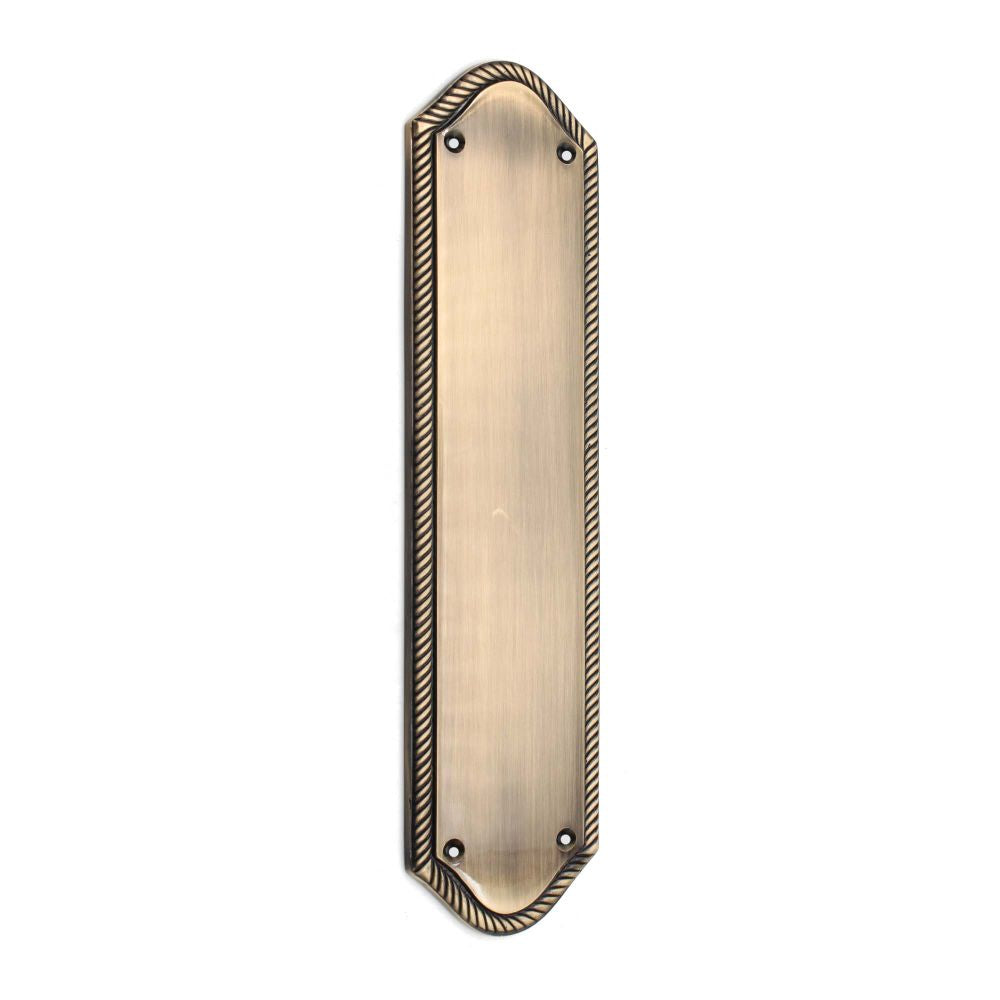 This is an image of Spira Brass - Georgian Half Round  Finger Plate 295mm Antique Brass   available to order from trade door handles, quick delivery and discounted prices.