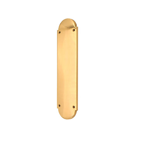 This is an image of Spira Brass - Victorian Half Round Finger Plate 300mm Polished Brass   available to order from trade door handles, quick delivery and discounted prices.