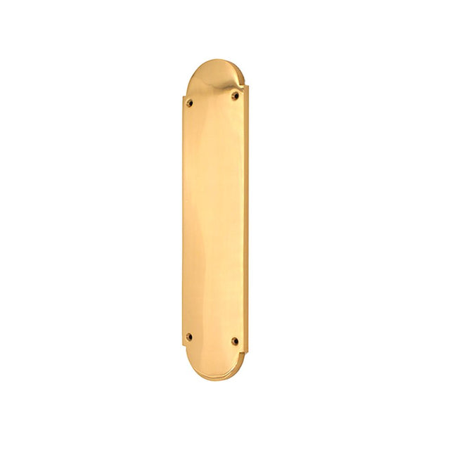 This is an image of Spira Brass - Victorian Half Round Finger Plate 300mm Polished Brass   available to order from trade door handles, quick delivery and discounted prices.