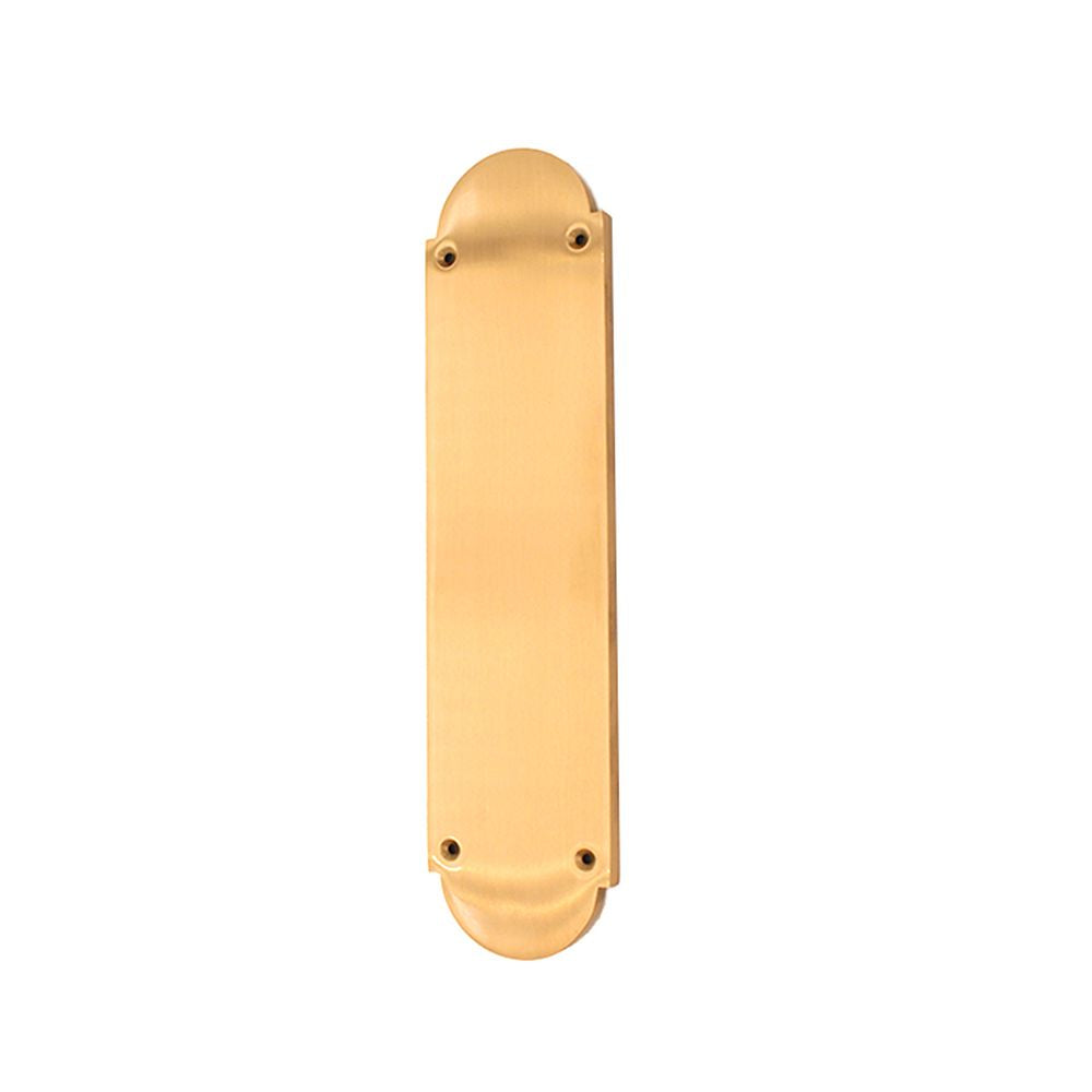 This is an image of Spira Brass - Victorian Half Round Finger Plate 300mm Satin Brass   available to order from trade door handles, quick delivery and discounted prices.