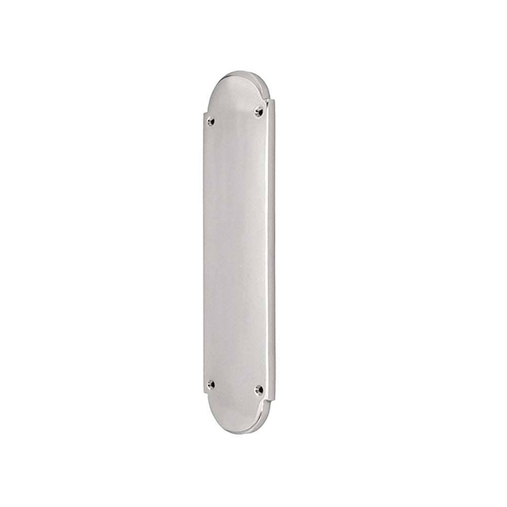 This is an image of Spira Brass - Victorian Half Round Finger Plate 300mm Satin Chrome   available to order from trade door handles, quick delivery and discounted prices.