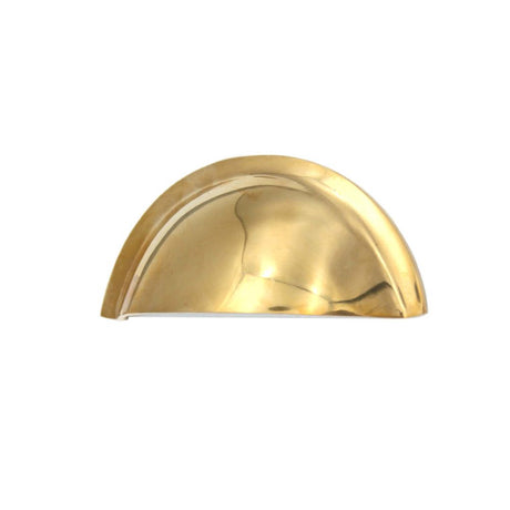 This is an image of Spira Brass - Slim Cup Handle Small Polished Brass Unlacquered   available to order from trade door handles, quick delivery and discounted prices.