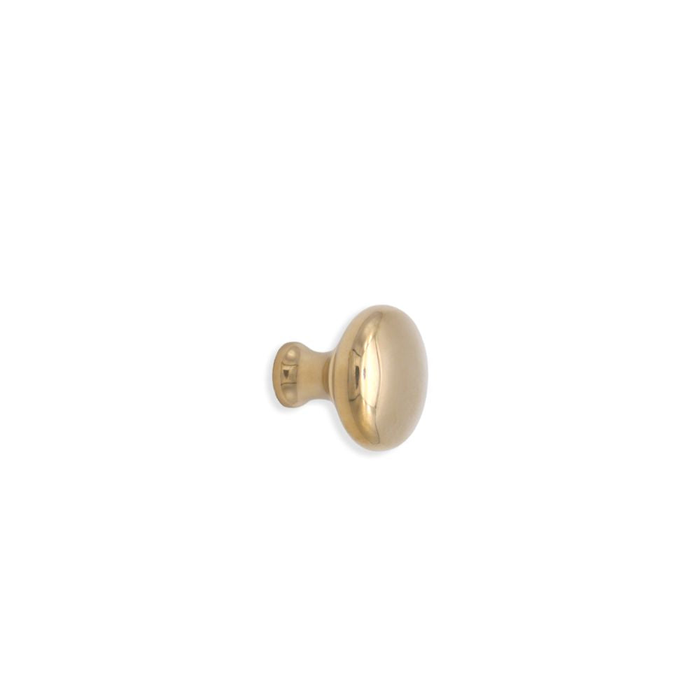 This is an image of Spira Brass - Mushroom 25mm Cupboard Knob Polilshed Brass Unlacquered   available to order from trade door handles, quick delivery and discounted prices.