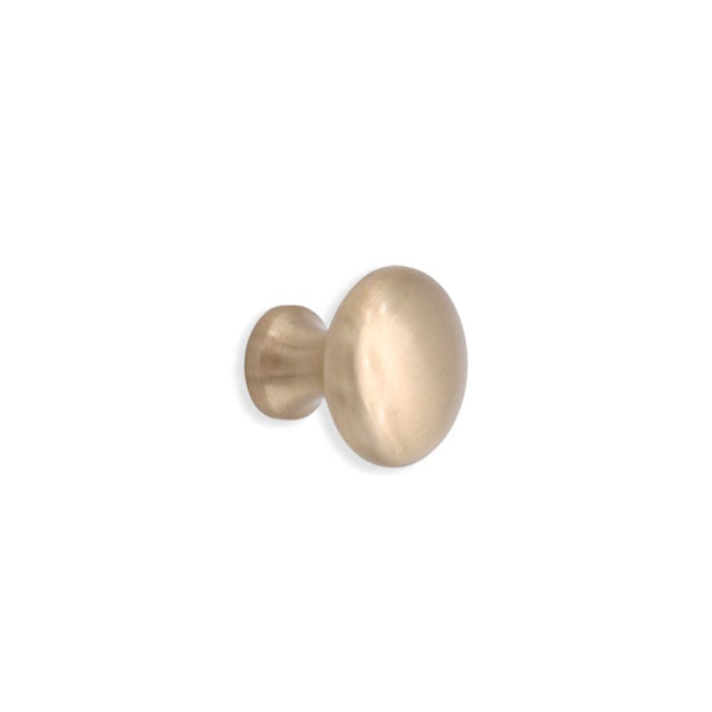 This is an image of Spira Brass - Mushroom 25mm Cupboard Knob Satin Brass   available to order from trade door handles, quick delivery and discounted prices.