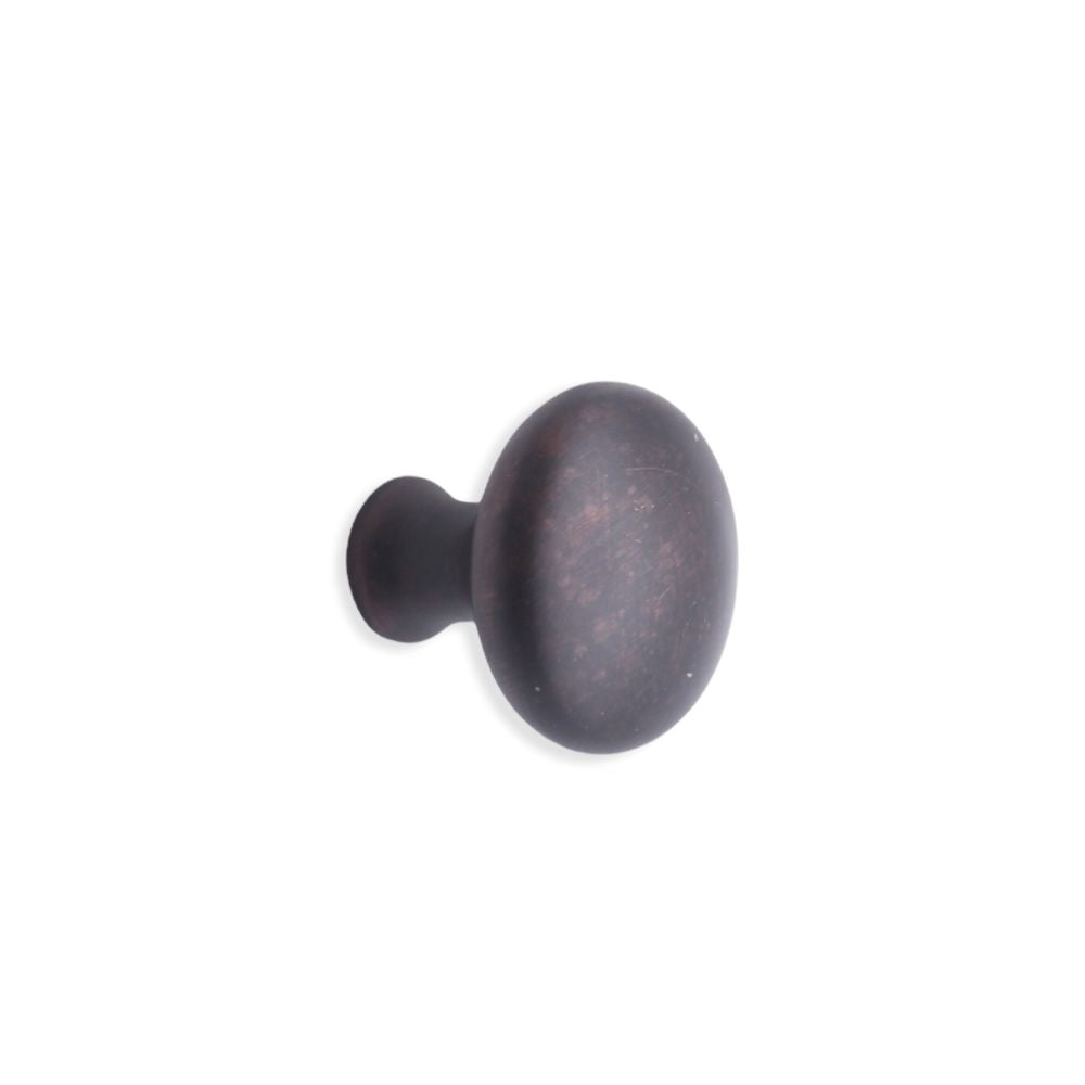 This is an image of Spira Brass - Mushroom 32mm Cupboard Knob Aged Bronze   available to order from trade door handles, quick delivery and discounted prices.