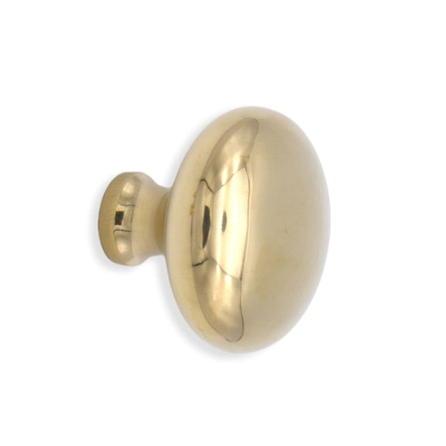 This is an image of Spira Brass - Mushroom 38mm Cupboard Knob Polilshed Brass Unlacquered   available to order from trade door handles, quick delivery and discounted prices.