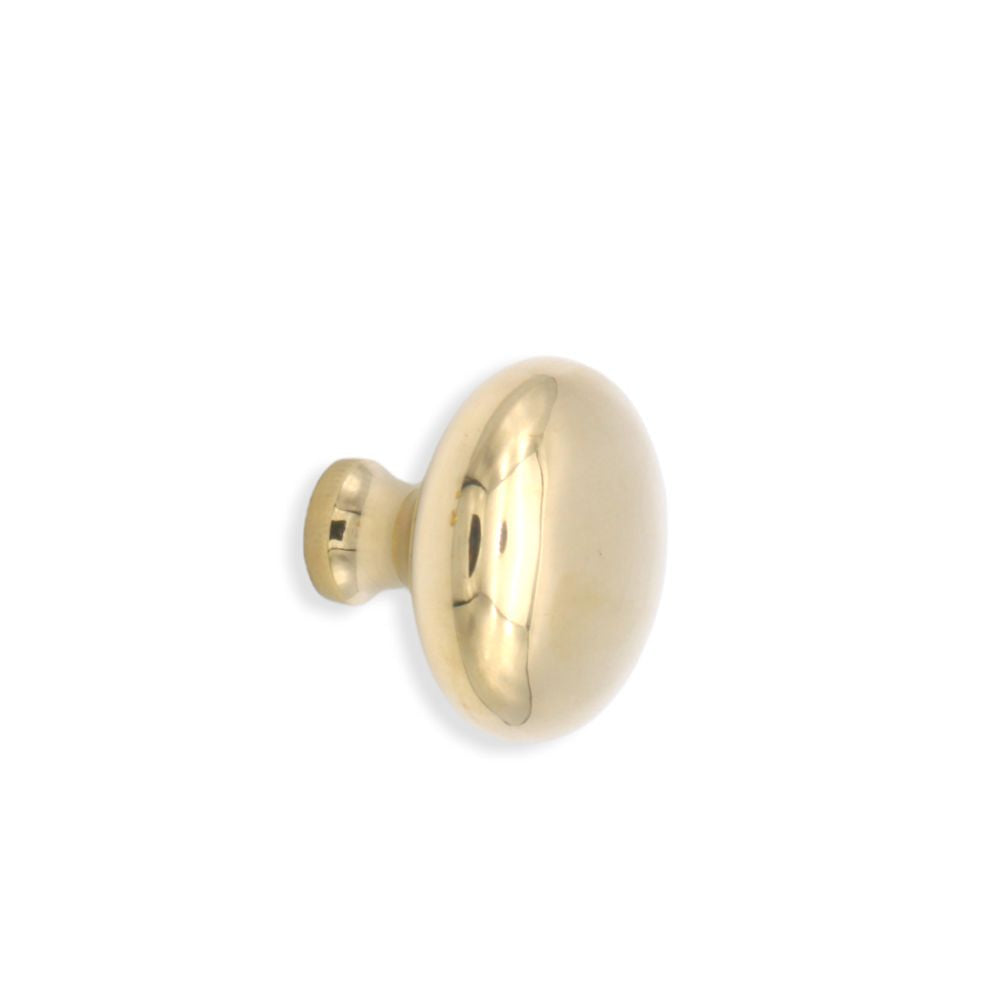 This is an image of Spira Brass - Mushroom 32mm Cupboard Knob Polilshed Brass Unlacquered   available to order from trade door handles, quick delivery and discounted prices.