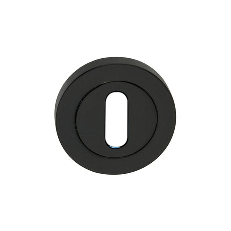 This is an image of Spira Brass - Oval Standard Escutcheon Matt Black   available to order from trade door handles, quick delivery and discounted prices.