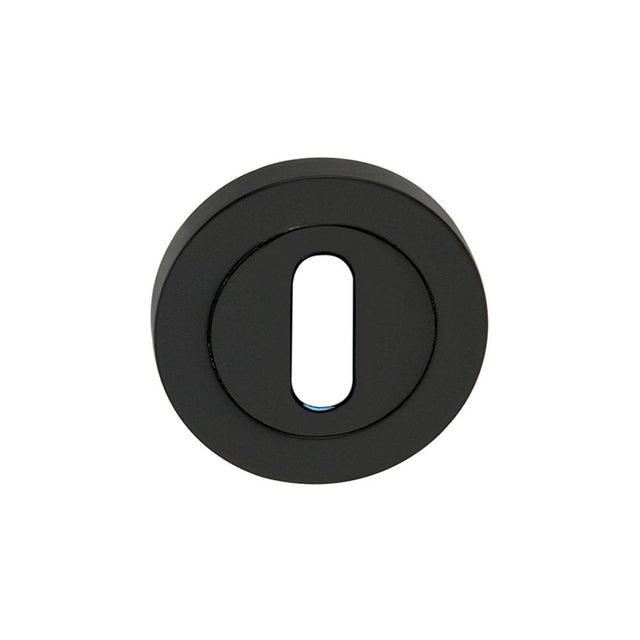 This is an image of Spira Brass - Oval Standard Escutcheon Matt Black   available to order from trade door handles, quick delivery and discounted prices.