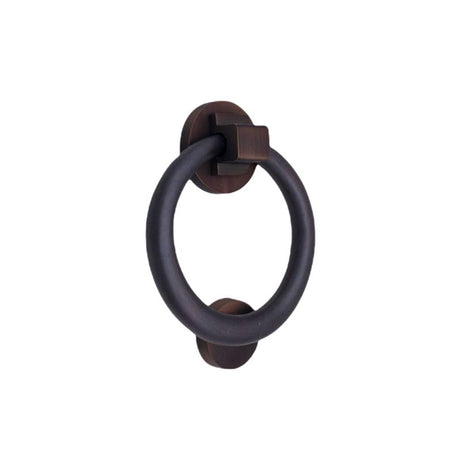 This is an image of Spira Brass - Ring Door Knocker 110mm  Aged Bronze   available to order from trade door handles, quick delivery and discounted prices.