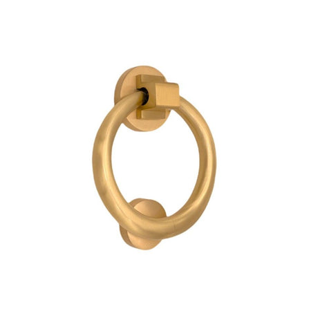 This is an image of Spira Brass - Ring Door Knocker 110mm Satin Brass   available to order from trade door handles, quick delivery and discounted prices.