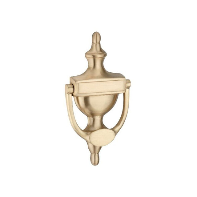 This is an image of Spira Brass - Victorian Door Knocker 150mm Satin Brass   available to order from trade door handles, quick delivery and discounted prices.