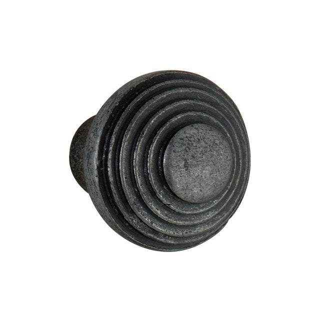 This is an image of Spira Brass - Ribbed 30mm Cupboard Knob Pewter   available to order from trade door handles, quick delivery and discounted prices.