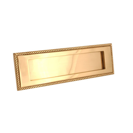 This is an image of Spira Brass - Georgian Letter Plate 250mm Polished Brass   available to order from trade door handles, quick delivery and discounted prices.