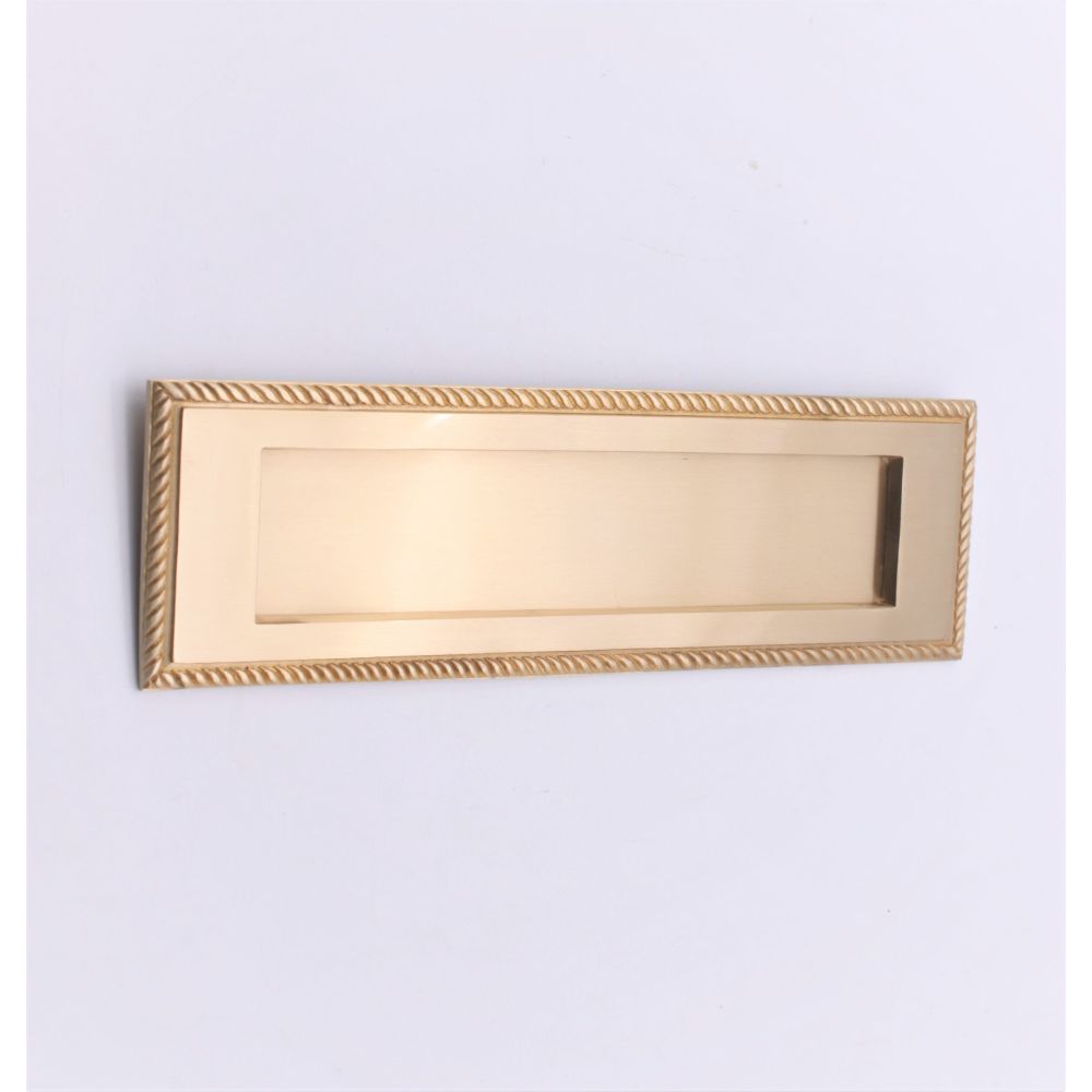 This is an image of Spira Brass - Georgian Letter Plate 250mm Satin Brass   available to order from trade door handles, quick delivery and discounted prices.