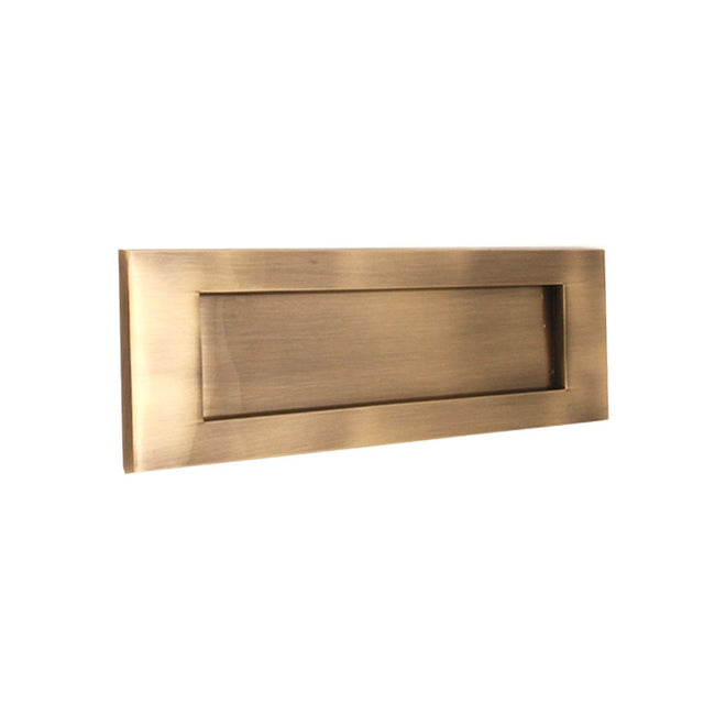 This is an image of Spira Brass - Victorian Letter Plate 300mm Antique Brass   available to order from trade door handles, quick delivery and discounted prices.