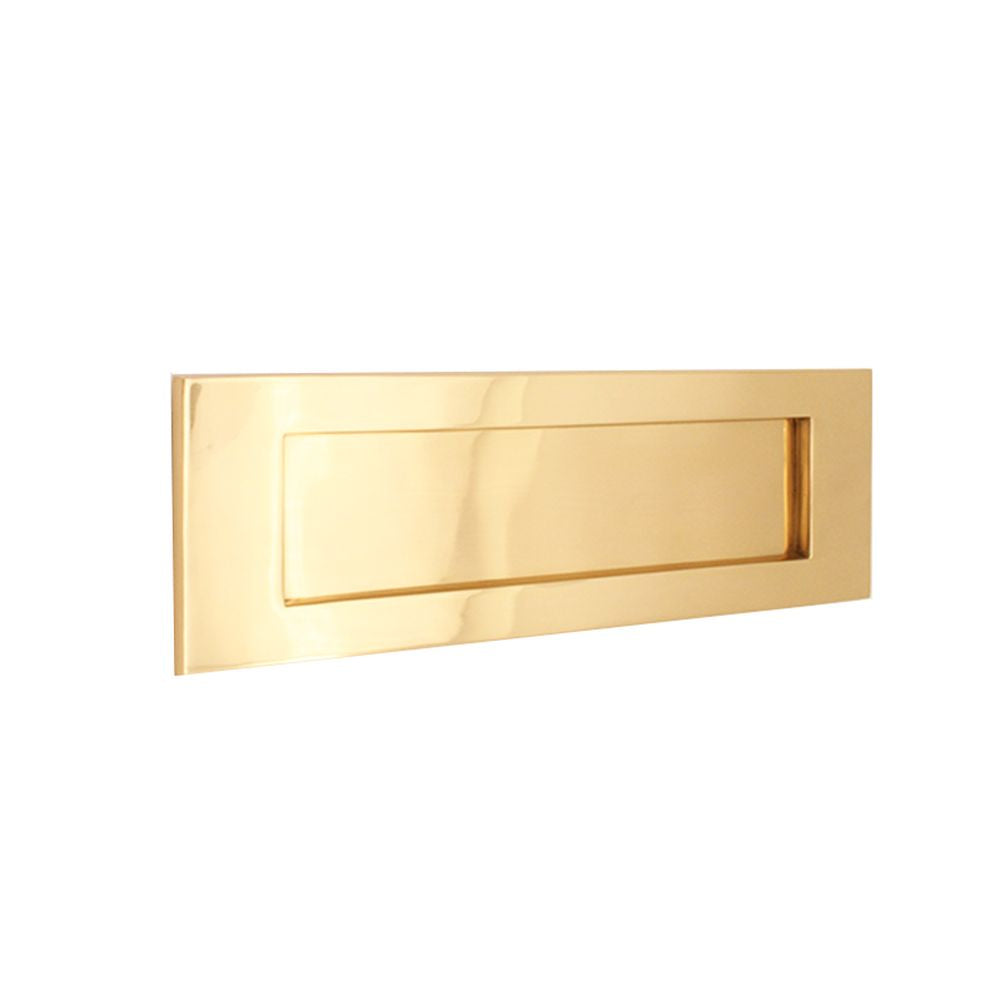 This is an image of Spira Brass - Victorian Letter Plate 300mm Polished Brass   available to order from trade door handles, quick delivery and discounted prices.