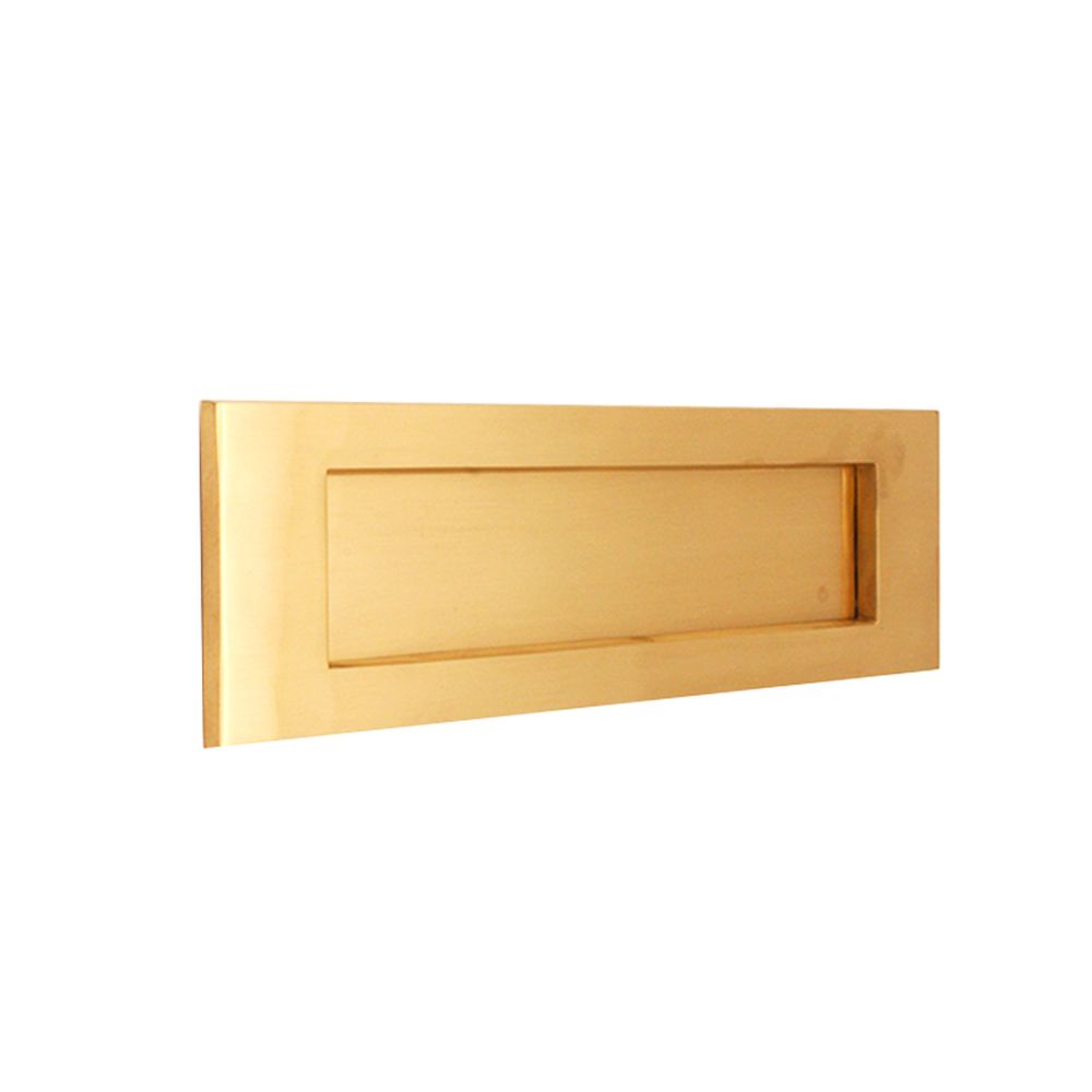 This is an image of Spira Brass - Victorian Letter Plate 300mm Satin Brass   available to order from trade door handles, quick delivery and discounted prices.