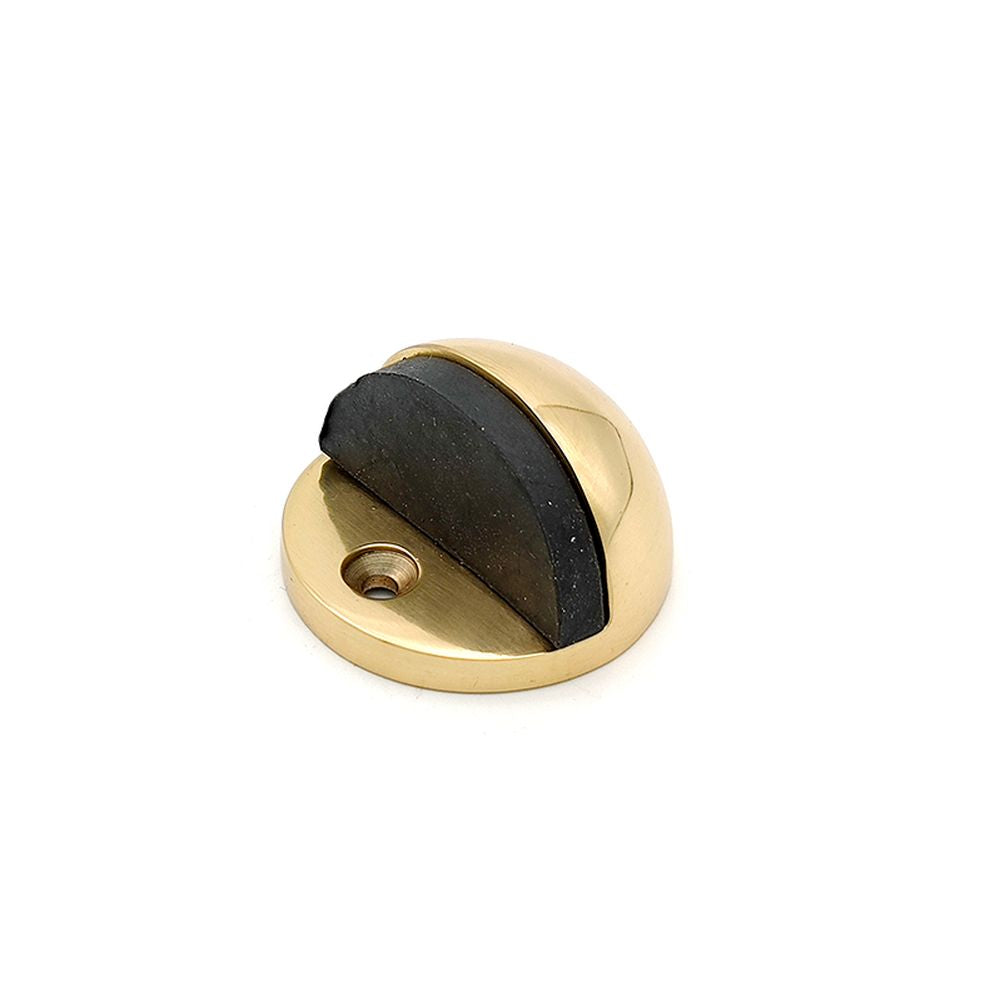 This is an image of Spira Brass - Half Moon Door Stopper Polished Brass   available to order from trade door handles, quick delivery and discounted prices.