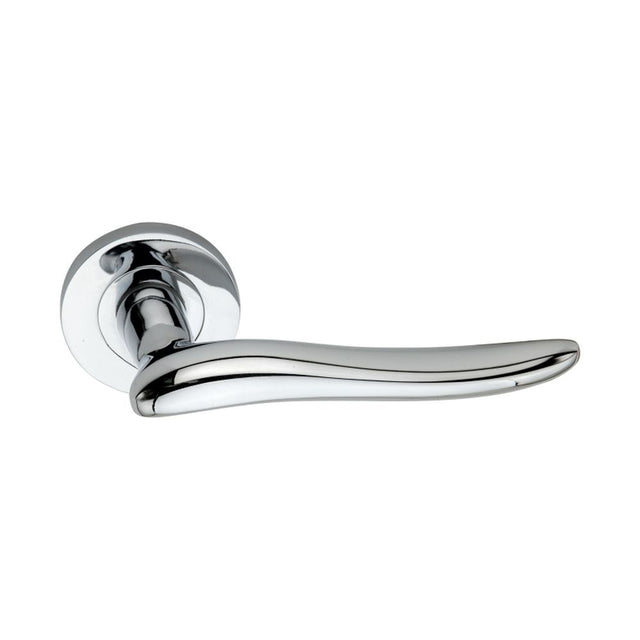 This is an image of Spira Brass - Senza Lever Door Handle Polished Chrome   available to order from trade door handles, quick delivery and discounted prices.