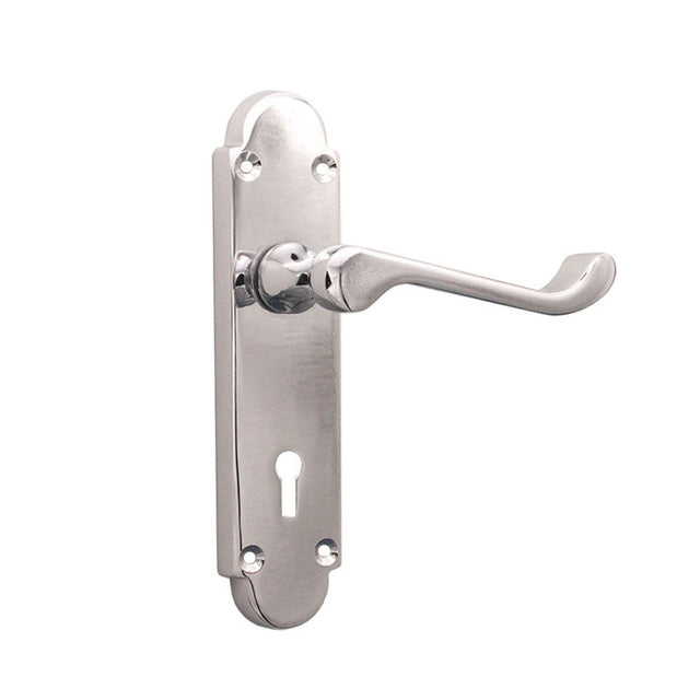 This is an image of Spira Brass - Oakley Lock Lever Handle Polished Chrome   available to order from trade door handles, quick delivery and discounted prices.