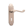 This is an image of Spira Brass - Oakley Lock Lever Handle Satin Nickel   available to order from trade door handles, quick delivery and discounted prices.