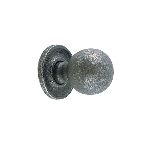 This is an image of Spira Brass - Round with Base Cupboard Knob Pewter   available to order from trade door handles, quick delivery and discounted prices.